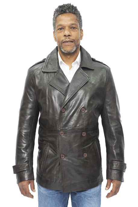Mens Leather Peacoat-Amara