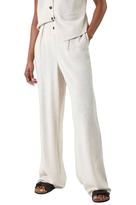Linen Mix Wide Leg Trousers - Image 1