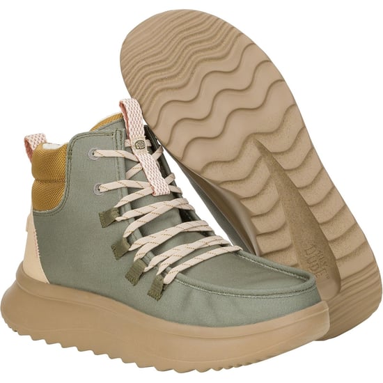 HEYDUDE Wendy Peak Apres PU Coated Canvas Damstövlar Olive - Image 3