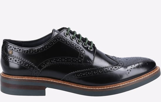Base London Woburn Läder Herrsvarta Brogueskor - Image 1