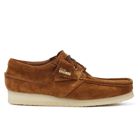 Clarks Originals Wallabee Boat Suede Men's Cola Lace-Up Shoes - Image 4