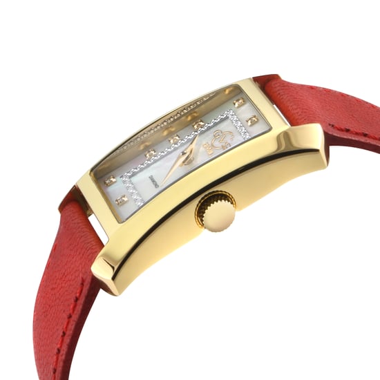 GV2 Womens Luino Diamond White MOP Dial,Swiss Quartz Genuine Italian Leather Red Watch - Image 4