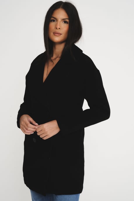 Women's Elle Wool Reefer Jacket in Black