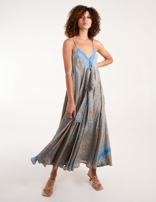 V Neck Draped Maxi Dress