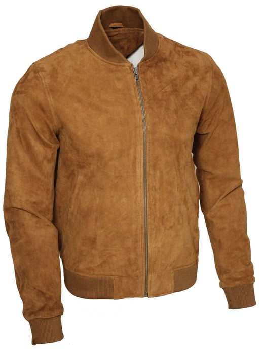 Varsity bomber jacket made of soft suede