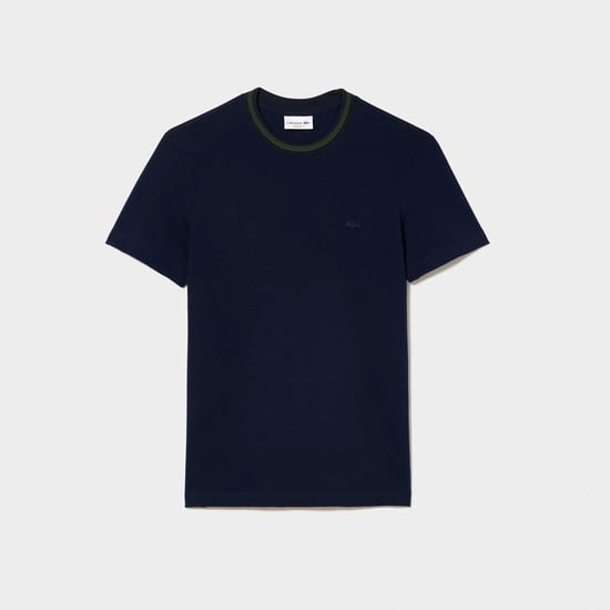 Men's Lacoste Stripe Collar Stretch Piqué T-Shirt in Navy