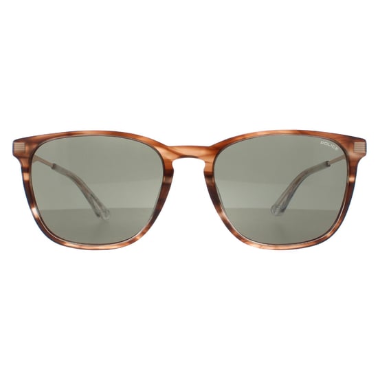 Police Square Mens Shiny Striped Brown Green SPLD47 Code 4