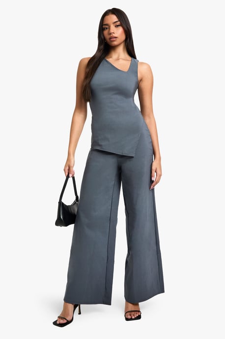 Super Stretch Asymmetric Longline Top & Wide Leg Trousers