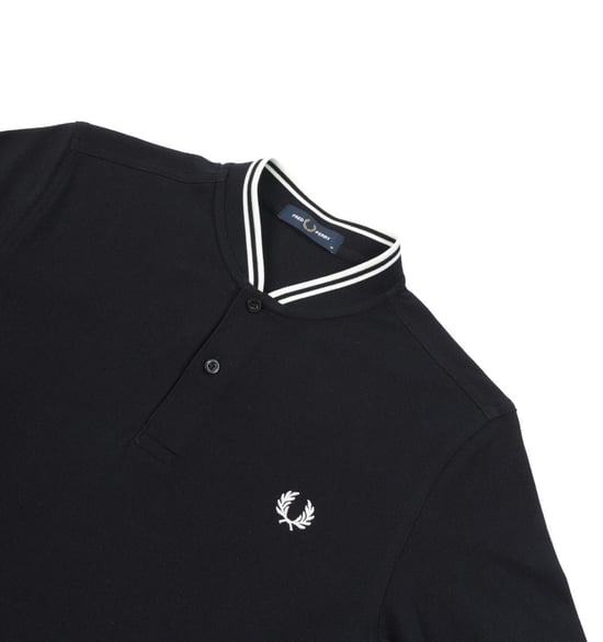 Men's Fred Perry Bomber Collar Pique Polo Shirt in Black - Image 3