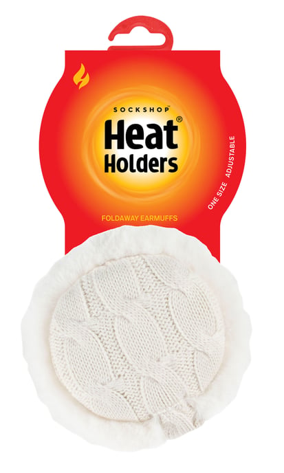 Heat Holders - Ladies Winter Warm Knitted Ear Muffs | Faux Fur | Cold Weather - Cream - Image 2