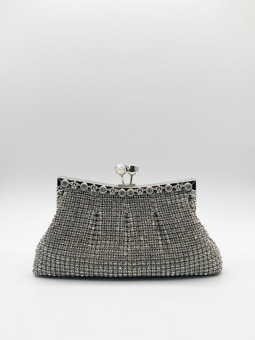 Silver Crystal Clutch Bag
