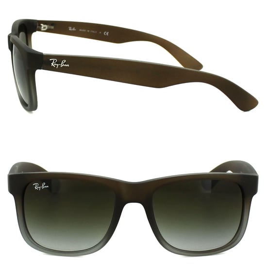 Ray-Ban Sunglasses Justin 4165 854/7Z Rubber Brown Fade Green Gradient 51mm