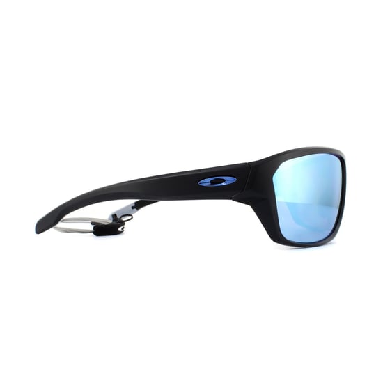 Oakley Wrap Mens Matte Black Prizm Deep Water Polarized Sunglasses