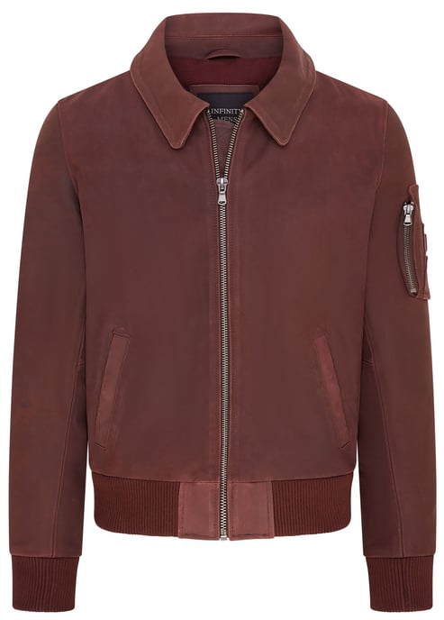 Mens Burgundy A2 Cowhide Leather Bomber Jacket-Eura