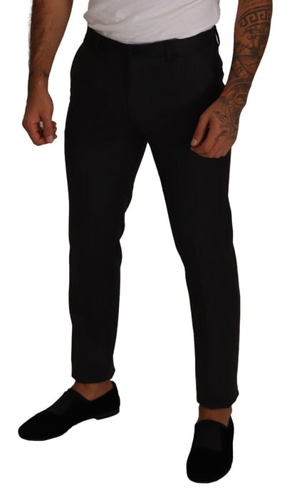 Dolce & Gabbana Men's Gray Check Wool Formal Trouser Dress Pants - Image 3