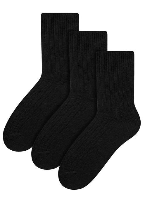 Steven - 3 Paar Multipack Dames Wol Gebreide Sokken | Warme Kousen Jurk Sokken - Zwart - Image 1