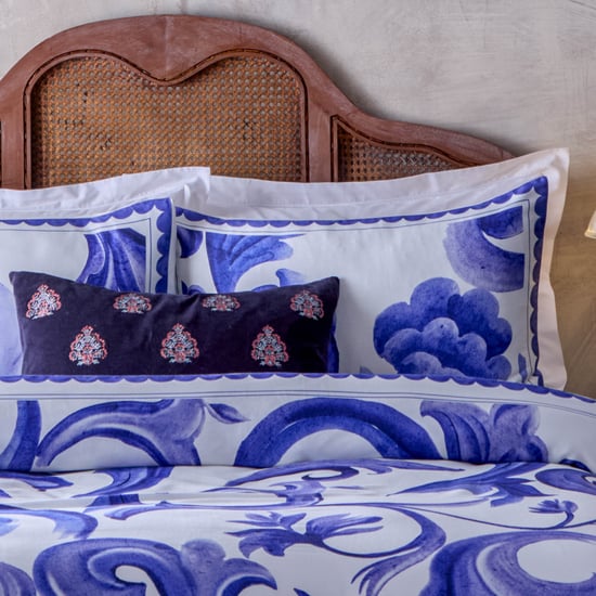 Paoletti Azzurro Printed Cotton Pillow Case Pair - Image 2