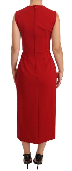 Dolce & Gabbana Kvinnors Röda Hjärtformade Ärmfria Midi Stretch Klänning - Image 3