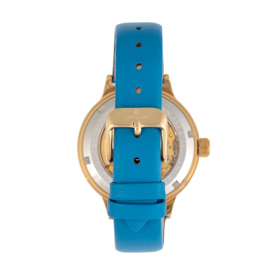 Empress Alice Automatic MOP Skeleton Dial Leather-Band Watch
