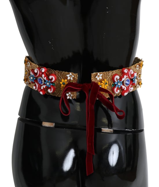 Dolce & Gabbana Women's multicolor Embellished Floral Crystal Wide Waist Belt