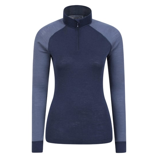Mountain Warehouse Dames Merino Wol Zip Neck Thermo Top (Navy) - Image 1