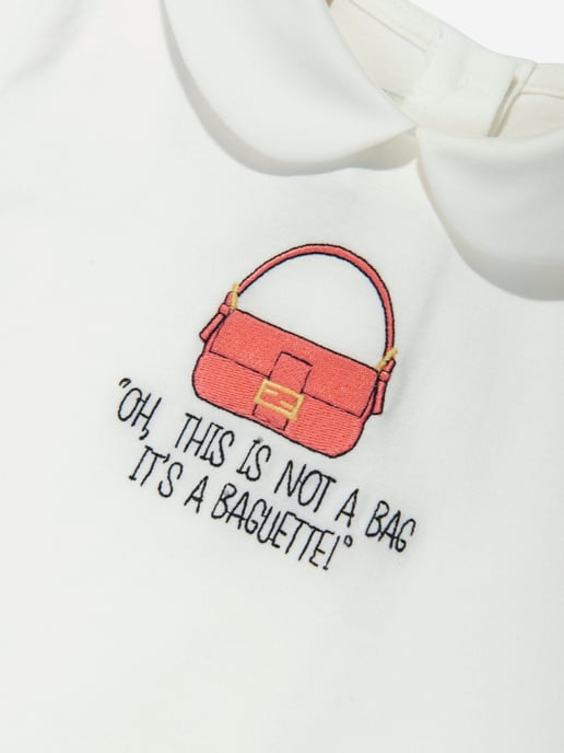 Fendi Baby Girls Bag Print T-Shirt in Ivory