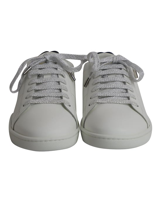 Saint Laurent Lips Classic Court Sneakers in White Leather - Image 2