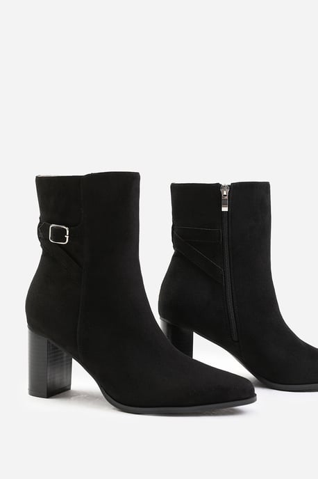 Where's That From Womens 'North' Wide Fit Block Heel Boot With Buckle Detail