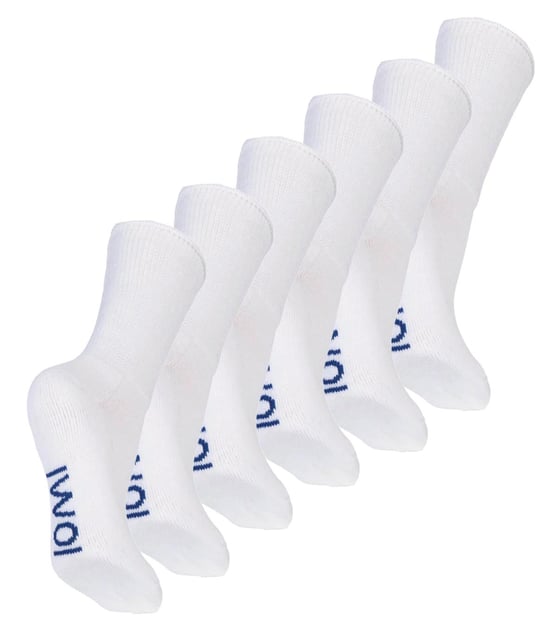 6 Pair Multipack Kids Cotton Diabetic Socks with Gentle Grip | IOMI | Extra Wide Seamless Non Elastic Socks for Swollen Feet - White - Image 1