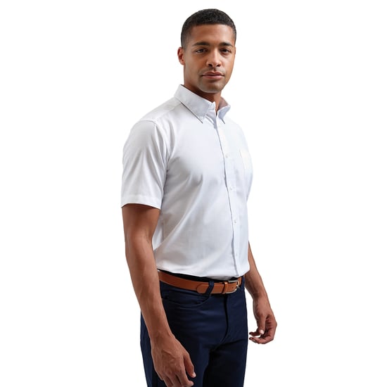 Premier Mens Signature Short-Sleeved Shirt (White) - Image 2
