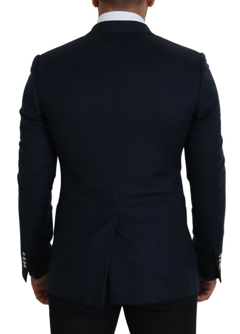 Dolce & Gabbana Men's Blue Double Breasted Formal Coat Blazer - Image 3
