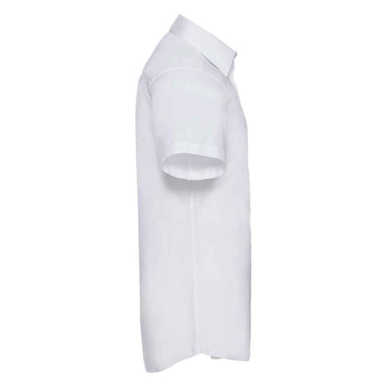 Russell Collection Heren Oxford Getailleerde Overhemd met Korte Mouwen (Wit) - Image 3