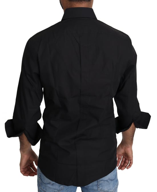 Dolce & Gabbana Svart Bomullsformell Klänning Herr Topp Herrskjorta - Image 3