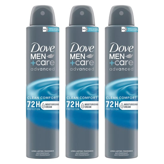 Dove Anti-Perspirant Men+Care Advanced Clean Comfort 72H Protection Deo, 200ml, 3pack