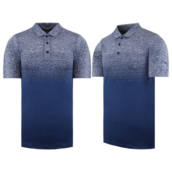 Puma EvoKnit Performance Fit Short Sleeve Blue Ombre Mens Polo Shirt 595106 01