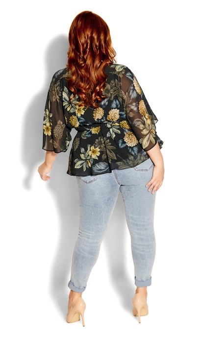CITY CHIC Women's Golden Hydrangea Shirt - black