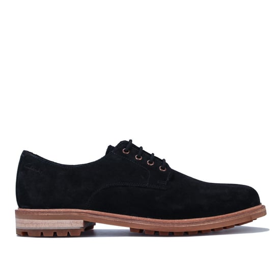 Clarks Foxwell Hall Black Suede Leather Lace Up Oxford Shoes - Mens