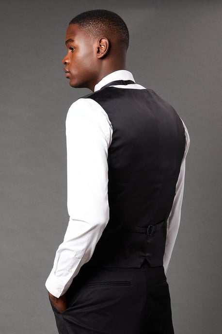 Slim Fit Black Tuxedo Suit Waistcoat - Image 2