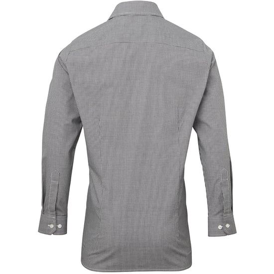 Premier Mens Microcheck Long Sleeve Shirt (Black/White)