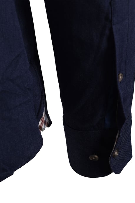 Hackett Flannel Multi Trim Long Sleeved Shirt Navy Blue