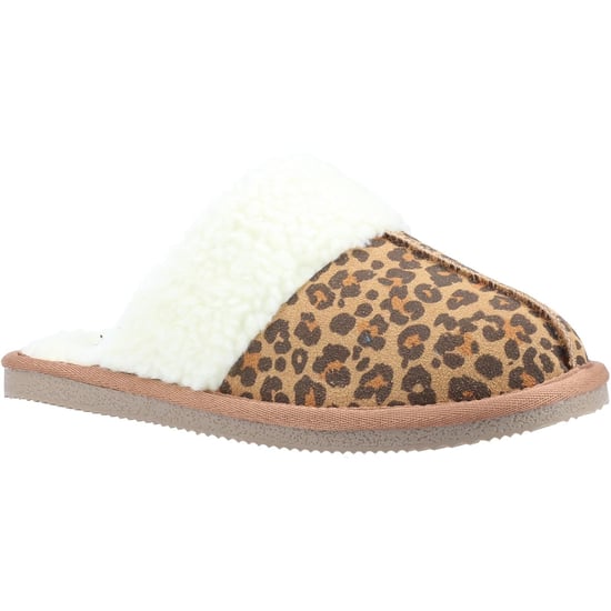 Hush Puppies Womens/Ladies Arianna Leopard Print Suede Slippers (Brown/White) - Image 3