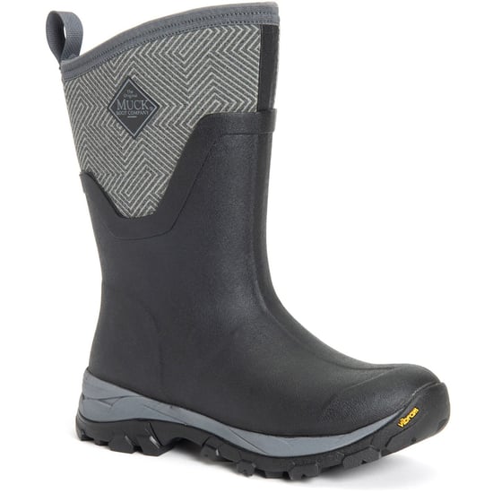 Muck Boots Arctic Ice Mid AGAT Rubber Black/Grey Geometric Wellington Boots - Image 1