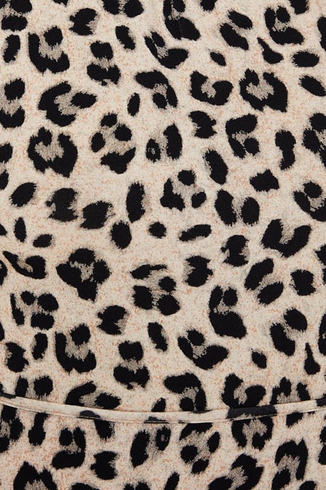 Animal Print Puff Sleeve Jersey Midi Dress