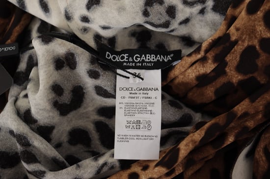 Dolce & Gabbana Bruine Luipaard Wikkel A-lijn Maxi Viscose Damesjurk - Image 6
