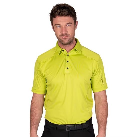 Island Green Heren Gestikt Golf Poloshirt (Kalk) - Image 1