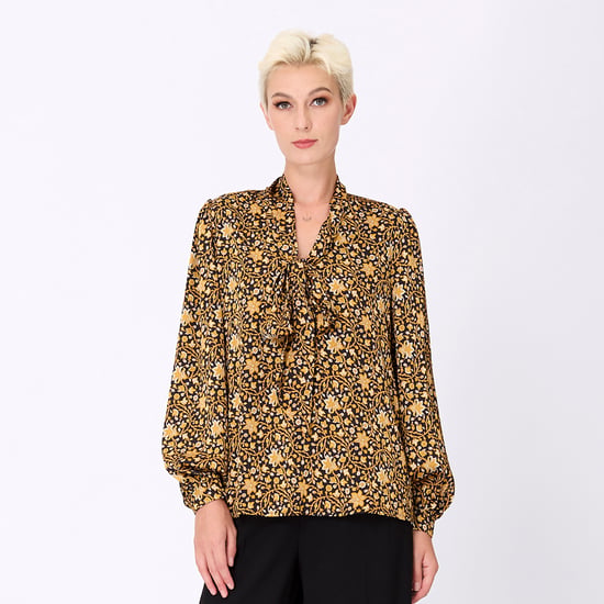 Ascot-tie blouse en kunst-deco print - Image 2