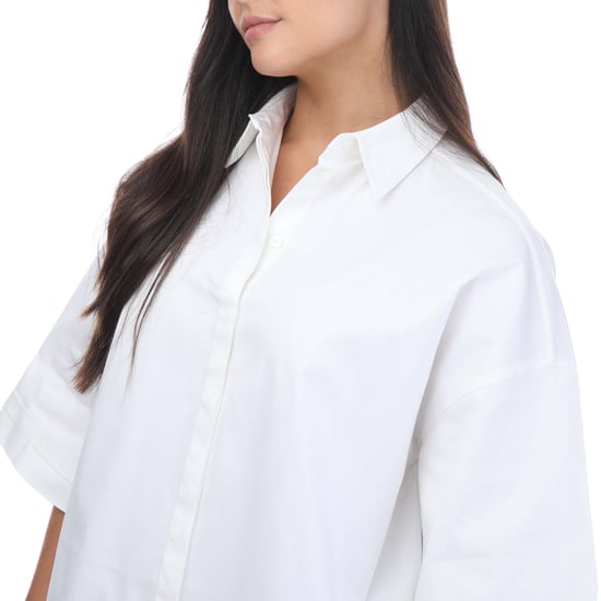 Women's Ted Baker Orlanda Oversized 3/4 Length Shirt in White