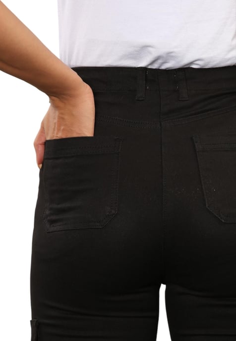 MYT Womens Cargo Chino Ankle Grazer Trousers in Black