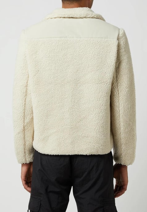 Calvin Klein Zip Through Teddy Fur Fleece Jacket in Stone - Image 2