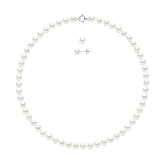 DIADEMA - Set - Necklace/Earrings - Real Freshwater Pearls - White Gold